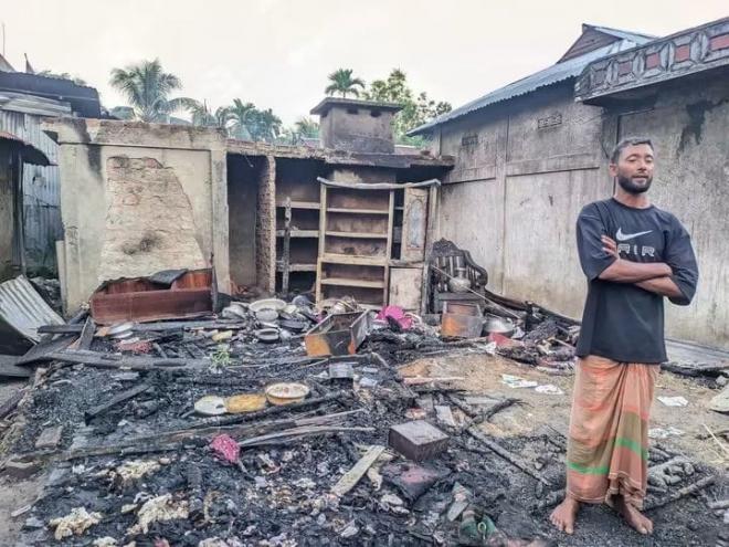 শ্রীমঙ্গলে কালাপুর এলাকায় বসতঘর আগুনে পুড়ে ছাই,