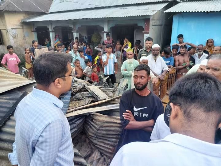 শ্রীমঙ্গলে কালাপুর এলাকায় বসতঘর আগুনে পুড়ে ছাই,
